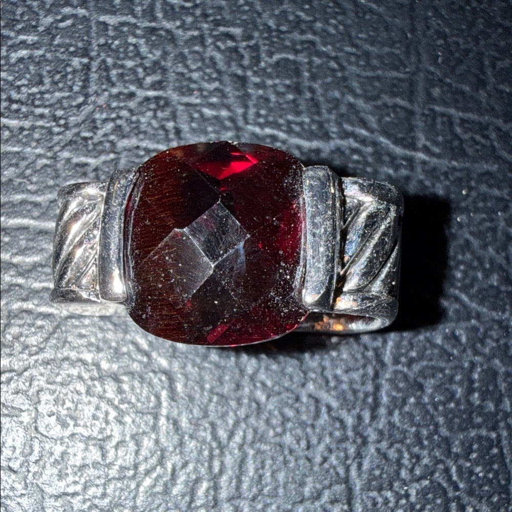 Silver and Black / Red Faceted Stone necklac elegant - Picture 10 of 10